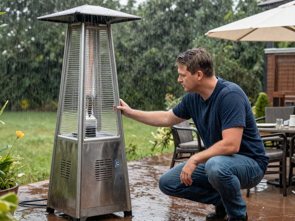 Heizpilz bei Regen