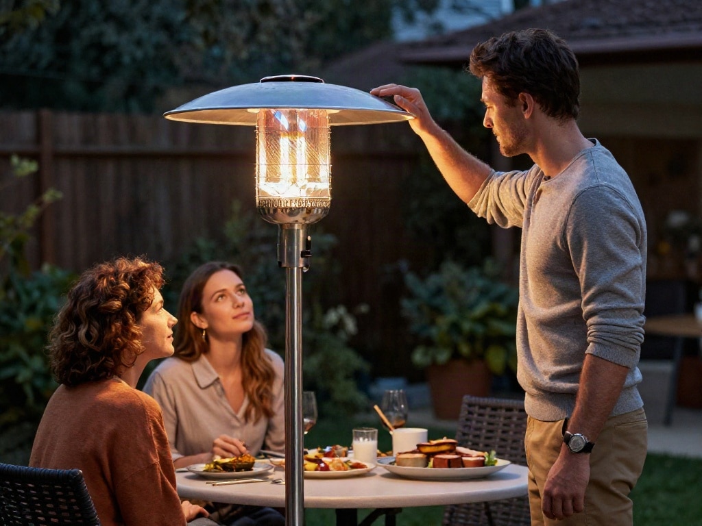 Heizpilz mit höhenverstellbarem Reflektor