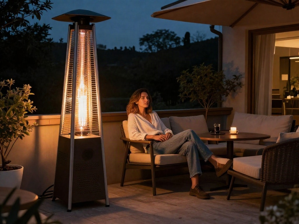 Heizstrahler für Eckterrasse